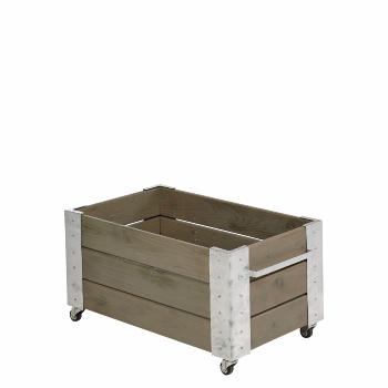 Cubic blomsterkasse m/hjul - 87×50×45 cm - gråbrun